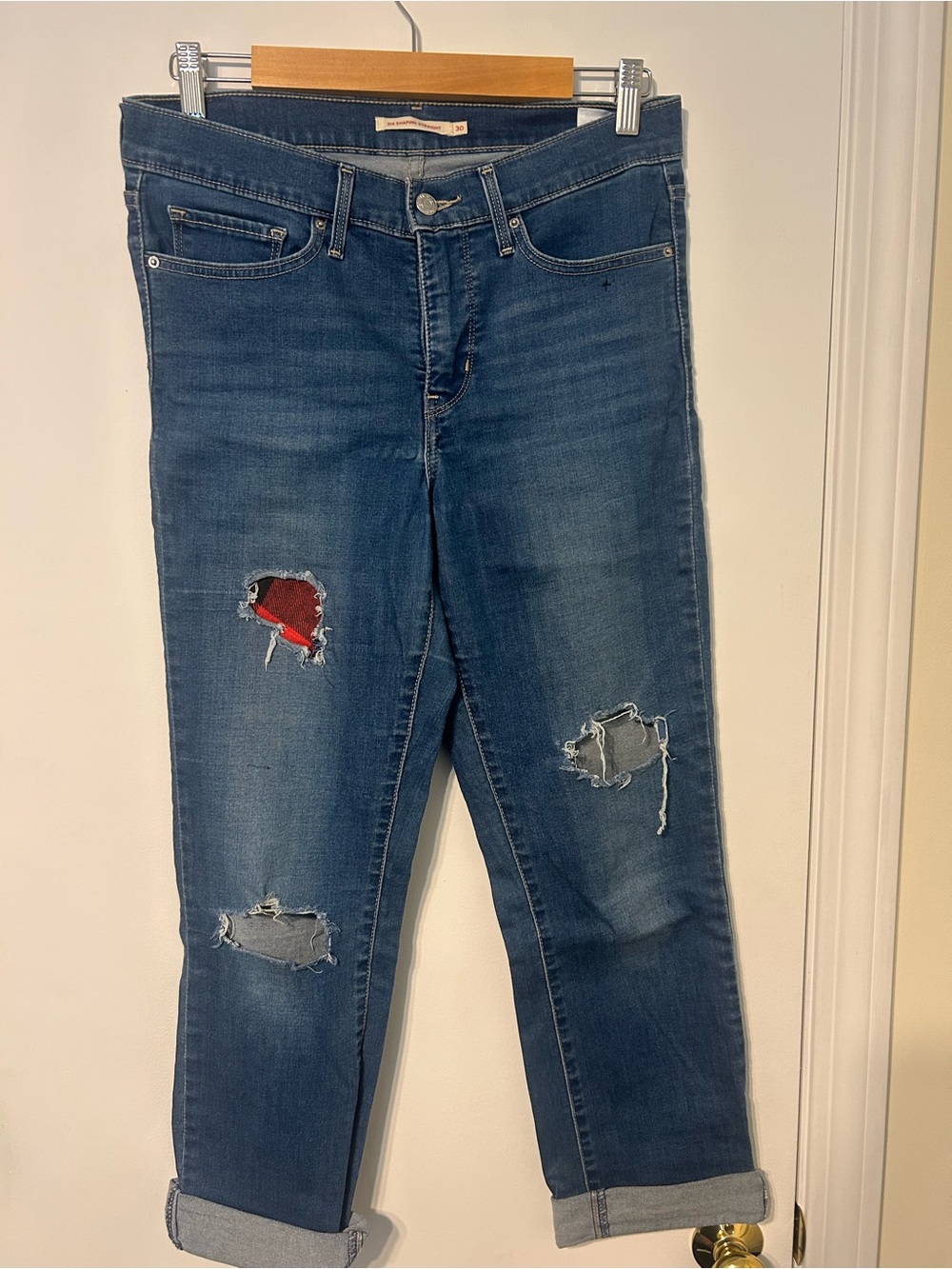 Levi's Women's Straight Leg Jeans - Blue with Red Patch